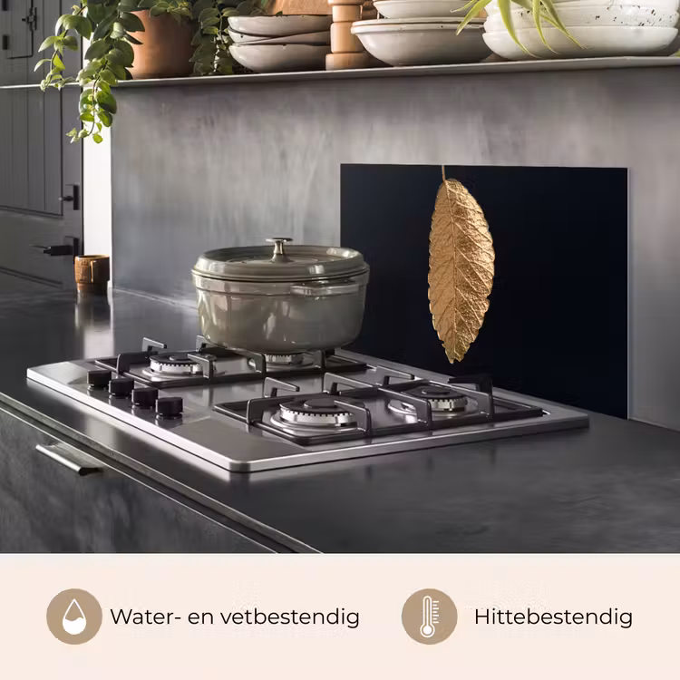 Bladeren - Zwart - Goud - Luxe - Natuur keuken achterwand spatscherm klein -usp_NL