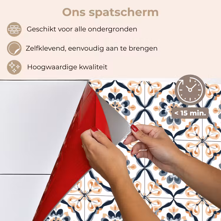 Bladvorm - Patroon - Kleurrijk keuken achterwand spatscherm klein 900 -spatscherm_NL
