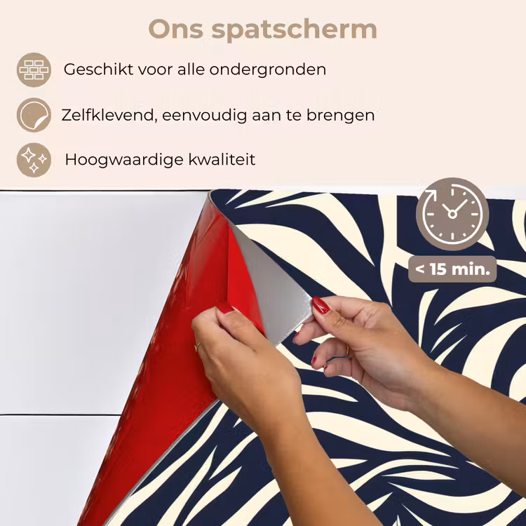 Bladvormen - Blauw - Patroon - Wit keuken achterwand spatscherm klein 900 -spatscherm_NL