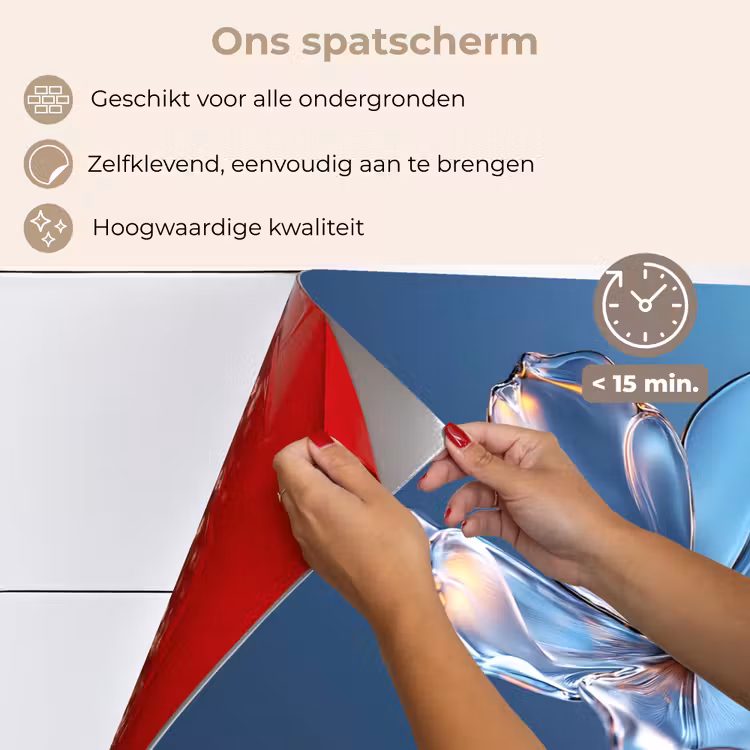 Blauw - Bloem - Glazen - Sierlijk keuken achterwand spatscherm klein -spatscherm_NL