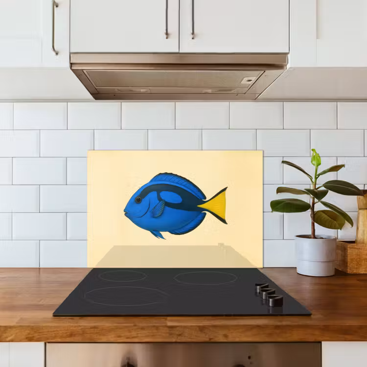 Blauw - Dory - Vis - Staartvin keuken achterwand spatscherm klein -sfeer2