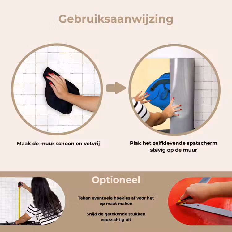 Blauw - Dory - Vis - Staartvin keuken achterwand spatscherm klein -gebruiksaanwijzing_NL