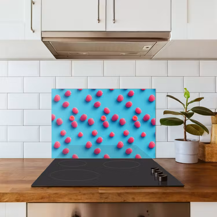 Blauw - Frambozen - Roze keuken achterwand spatscherm klein 900 -sfeer2