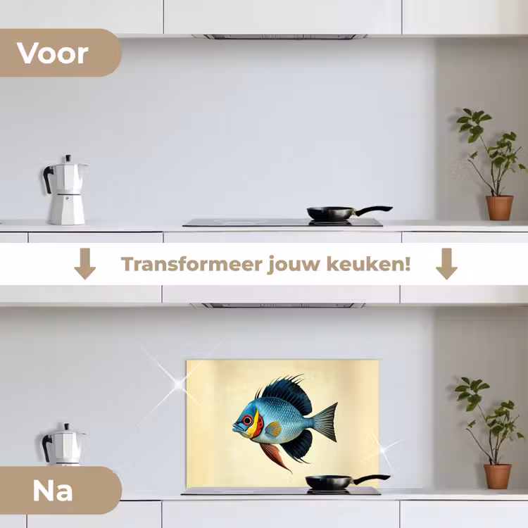 Blauw - Kieuwen - Vis - Illustratie keuken achterwand spatscherm klein -voor_na_NL