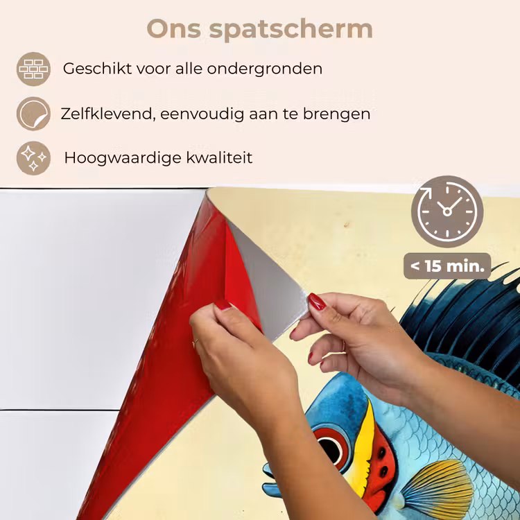 Blauw - Kieuwen - Vis - Illustratie keuken achterwand spatscherm klein -spatscherm_NL