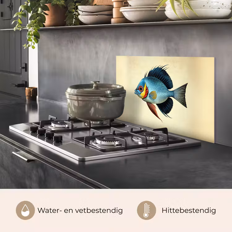 Blauw - Kieuwen - Vis - Illustratie keuken achterwand spatscherm klein -usp_NL