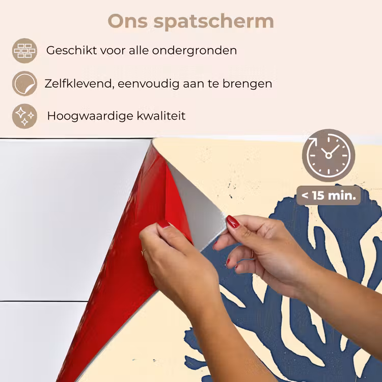 Blauw koraal - Vertakkingen - Beige keuken achterwand spatscherm klein -spatscherm_NL