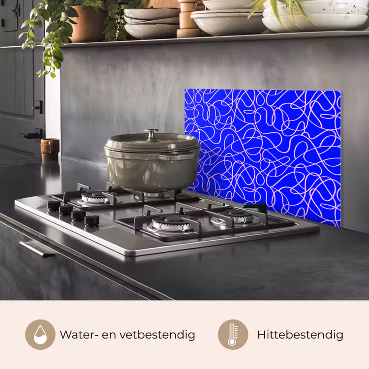 Blauw - Lijnen - Roze - Abstract keuken achterwand spatscherm klein 900 -usp_NL