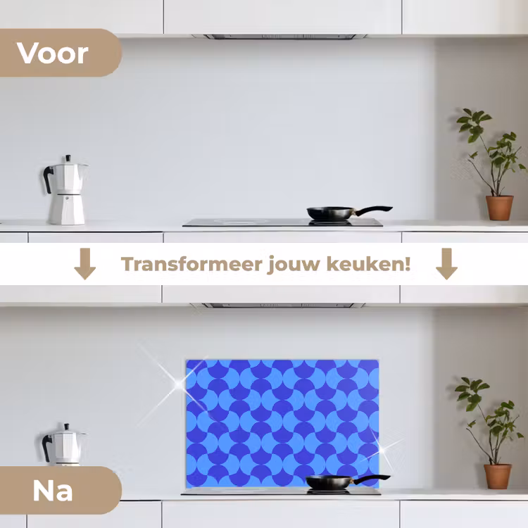 Blauw - Maanvlakken - Patroon keuken achterwand spatscherm klein 900 -voor_na_NL