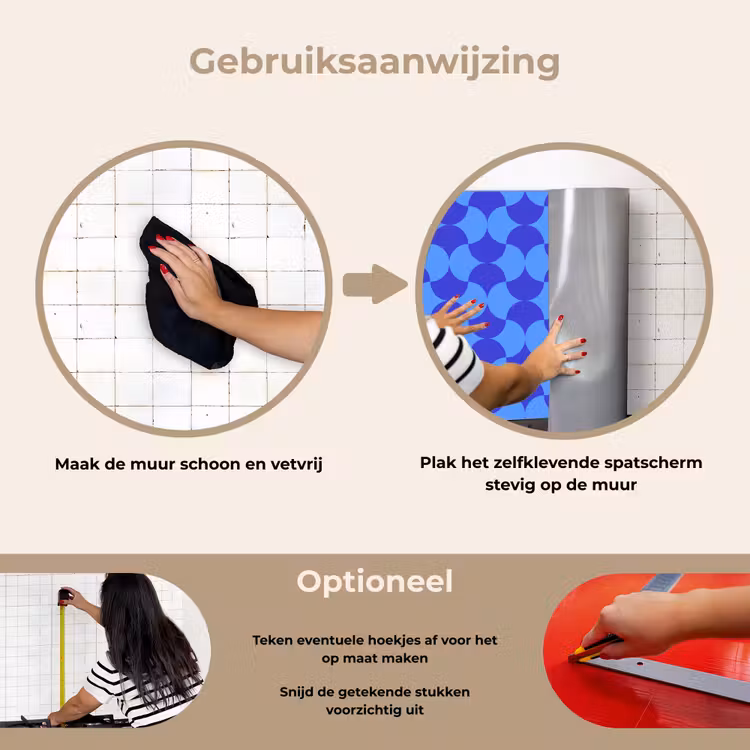 Blauw - Maanvlakken - Patroon keuken achterwand spatscherm klein 900 -gebruiksaanwijzing_NL