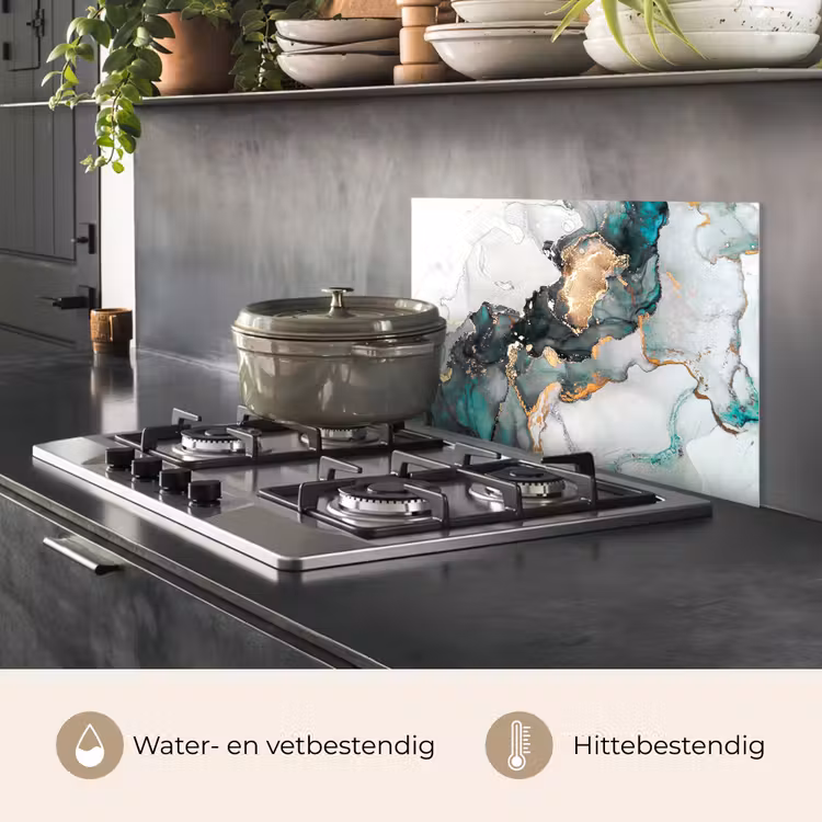 Blauw - Marmer - Goud keuken achterwand spatscherm klein -usp_NL