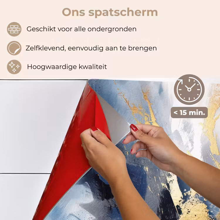 Blauw - Modern - Marmer - Abstract - Goud keuken achterwand spatscherm klein -spatscherm_NL