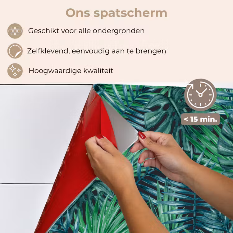 Blauw - Palmbladeren - Afsnijding keuken achterwand spatscherm klein 900 -spatscherm_NL