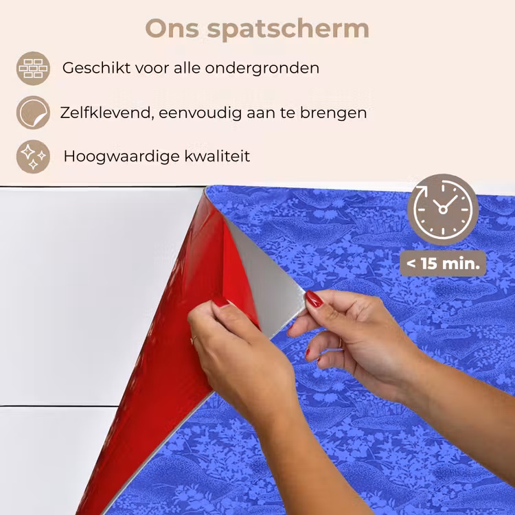 Blauw - Patroon - Heuvels - Bloemen keuken achterwand spatscherm klein 900 -spatscherm_NL