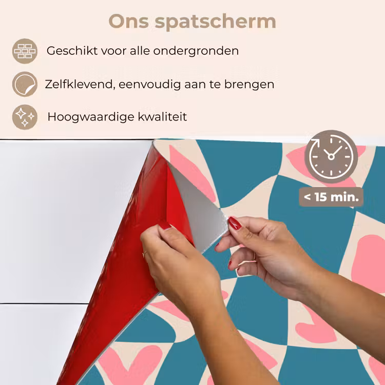 Blauw - Vlakken - Patroon - Hartjes keuken achterwand spatscherm klein 900 -spatscherm_NL