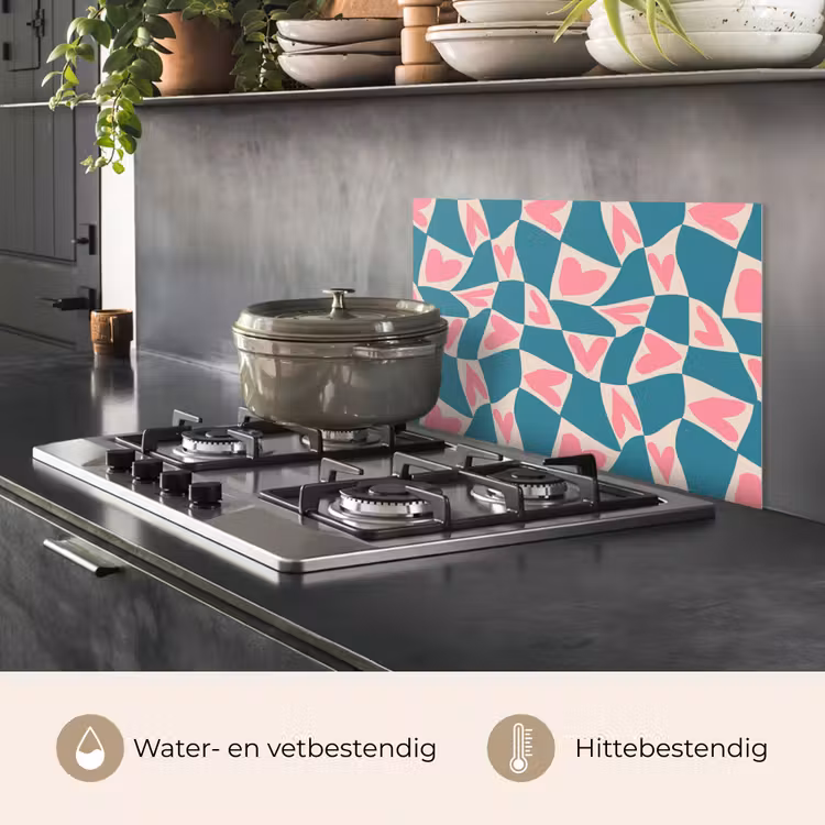 Blauw - Vlakken - Patroon - Hartjes keuken achterwand spatscherm klein 900 -usp_NL