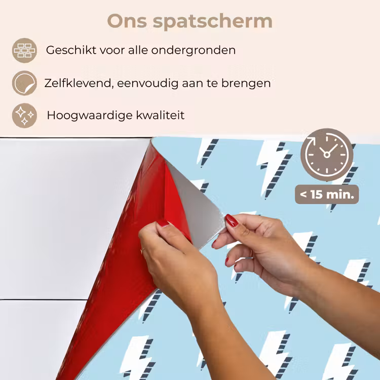 Blauw - Wit - Patroon - Bliksem keuken achterwand spatscherm klein 900 -spatscherm_NL
