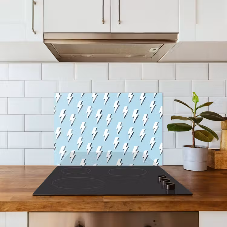 Blauw - Wit - Patroon - Bliksem keuken achterwand spatscherm klein 900 -sfeer2