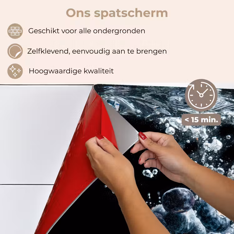 Blauwe bessen - Fruit - bes - Stilleven - Water - Zwart keuken achterwand spatscherm klein -spatscherm_NL