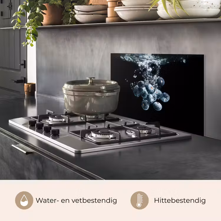 Blauwe bessen - Fruit - bes - Stilleven - Water - Zwart keuken achterwand spatscherm klein -usp_NL