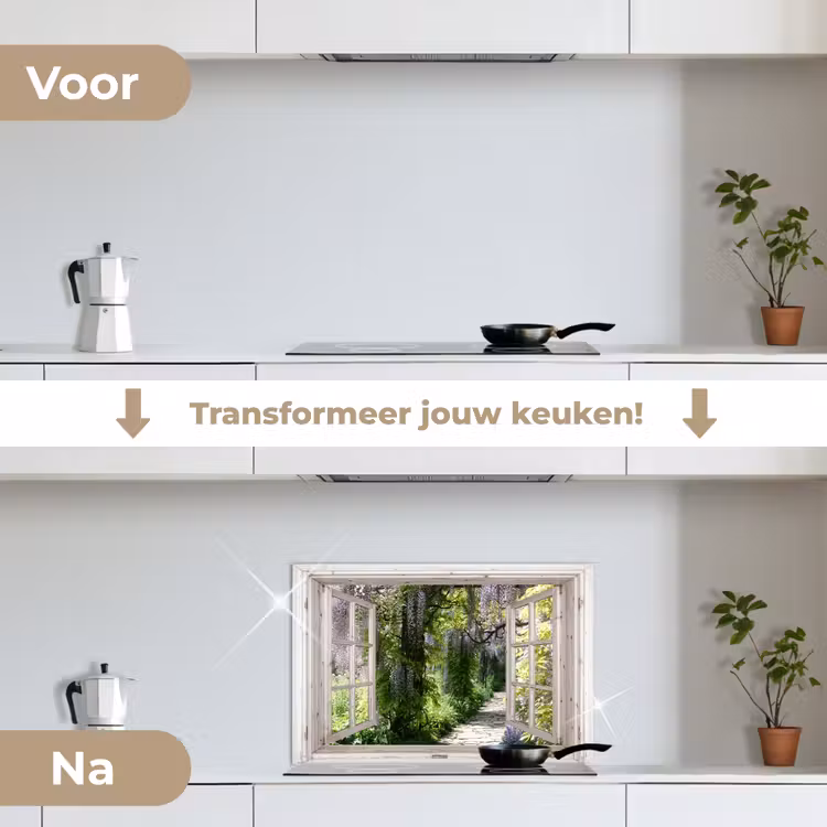 Blauwe regen - Bloemen - Doorkijk - Boom - Lente keuken achterwand spatscherm klein -voor_na_NL