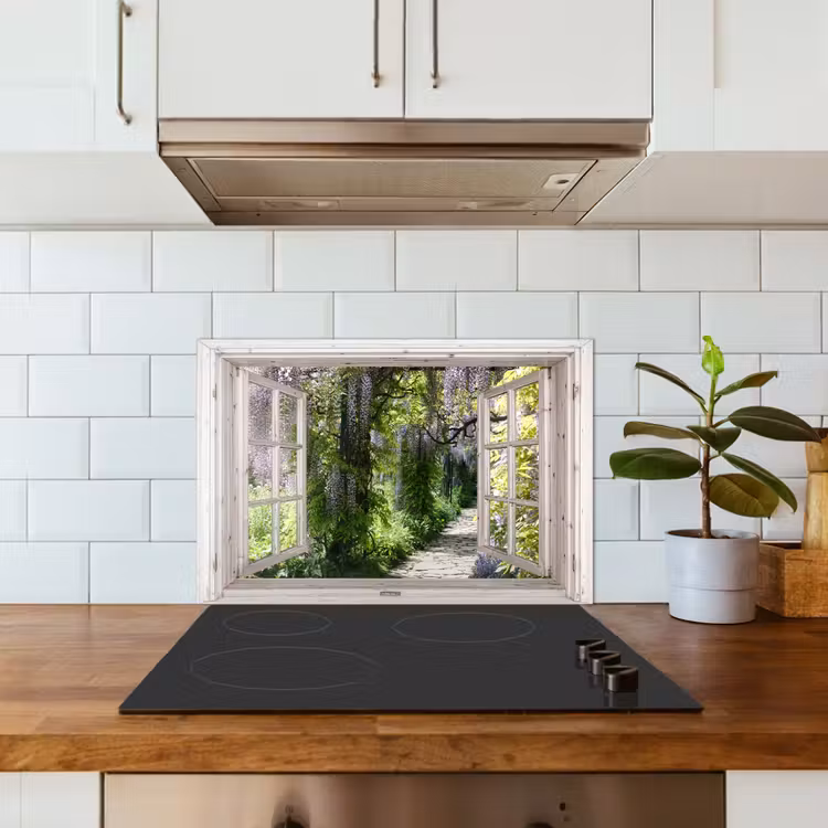 Blauwe regen - Bloemen - Doorkijk - Boom - Lente keuken achterwand spatscherm klein -sfeer2