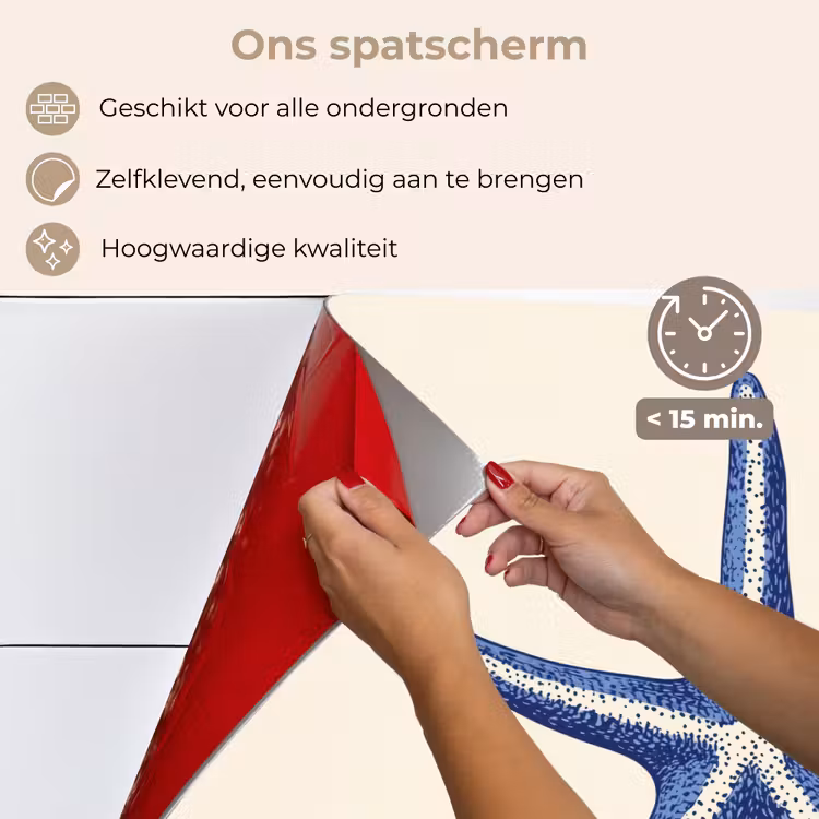 Blauwe zeester - Minimalistisch - Beige keuken achterwand spatscherm klein -spatscherm_NL