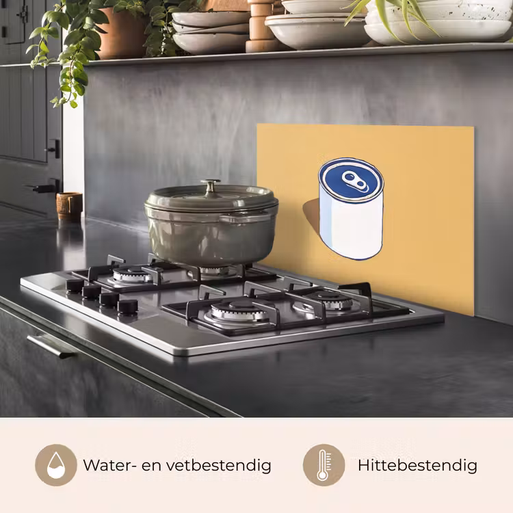 Blikje - Minimalistisch - Blauw - Illustratie keuken achterwand spatscherm klein -usp_NL