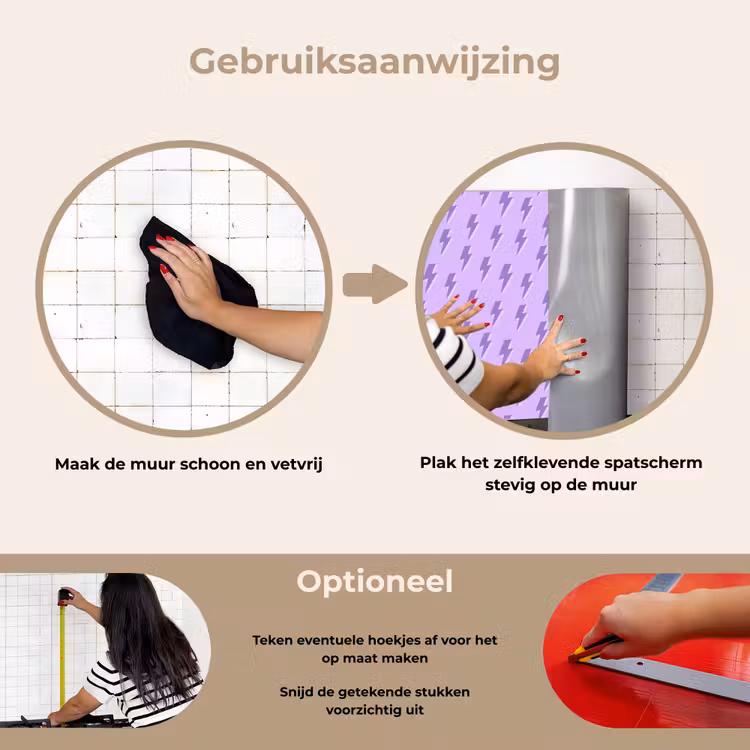 Bliksem - Paars - Lila keuken achterwand spatscherm klein 900 -gebruiksaanwijzing_NL