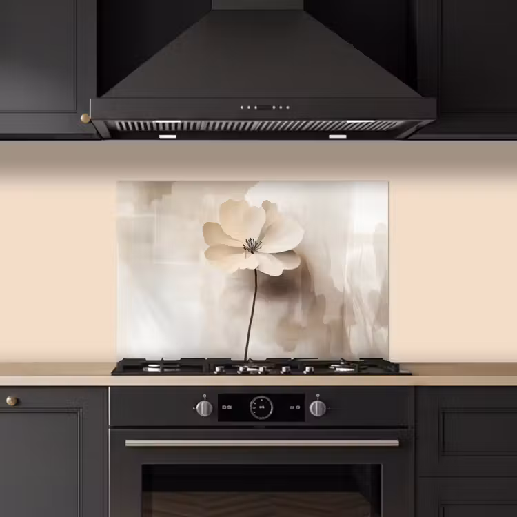 Bloem - Beige - Verf - Schaduw keuken achterwand spatscherm klein -sfeer1