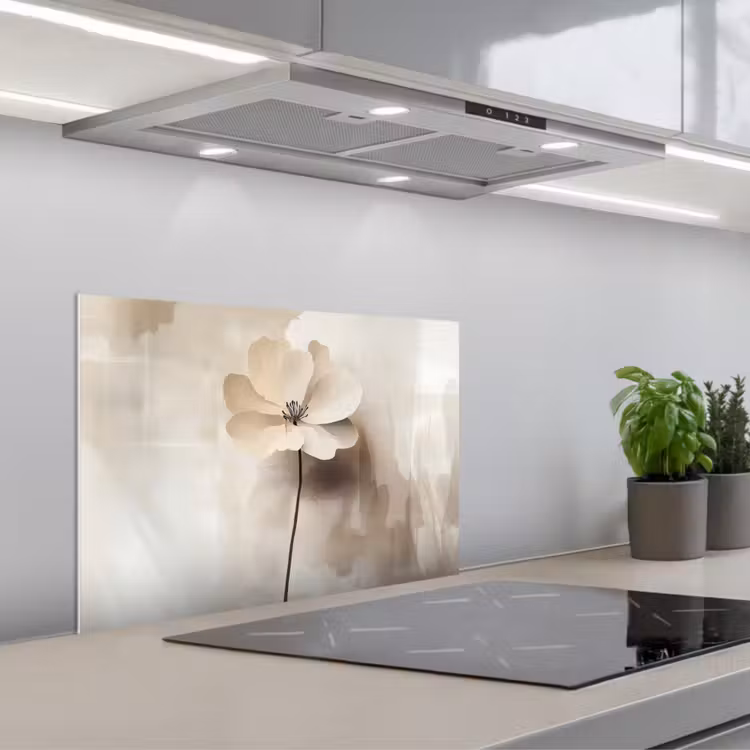 Bloem - Beige - Verf - Schaduw keuken achterwand spatscherm klein -3d_schuin