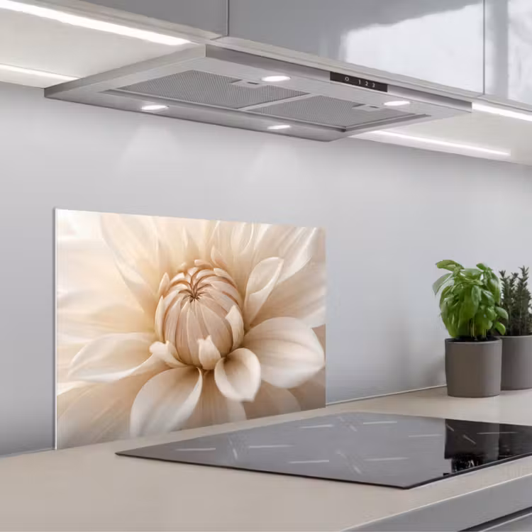 Bloem - Dahlia - Wit keuken achterwand spatscherm klein -3d_schuin