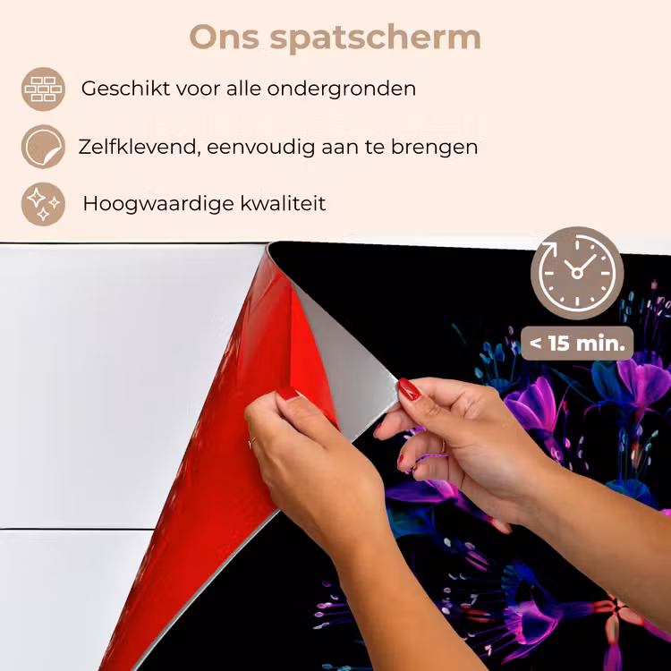 Bloem - Paars - Blauw - Macro - Zwart keuken achterwand spatscherm klein -spatscherm_NL