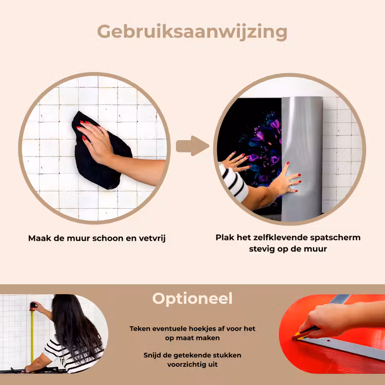 Bloem - Paars - Blauw - Macro - Zwart keuken achterwand spatscherm klein -gebruiksaanwijzing_NL