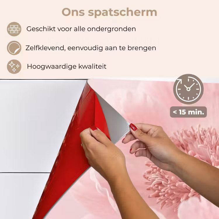 Bloem - Pioenroos - Roze keuken achterwand spatscherm klein -spatscherm_NL