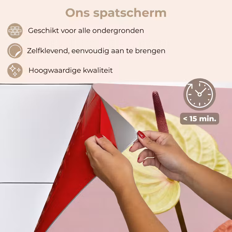 Bloemen - Anthuriums - Geel - Roze keuken achterwand spatscherm klein -spatscherm_NL