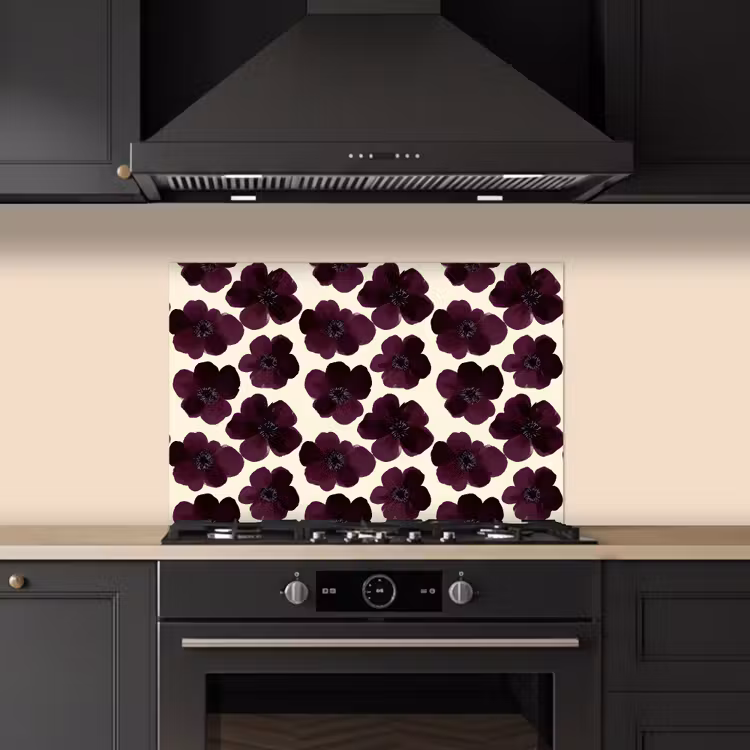Bloemen - Aquarel - Paars keuken achterwand spatscherm klein 900 -sfeer1