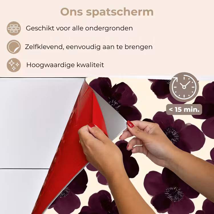 Bloemen - Aquarel - Paars keuken achterwand spatscherm klein 900 -spatscherm_NL