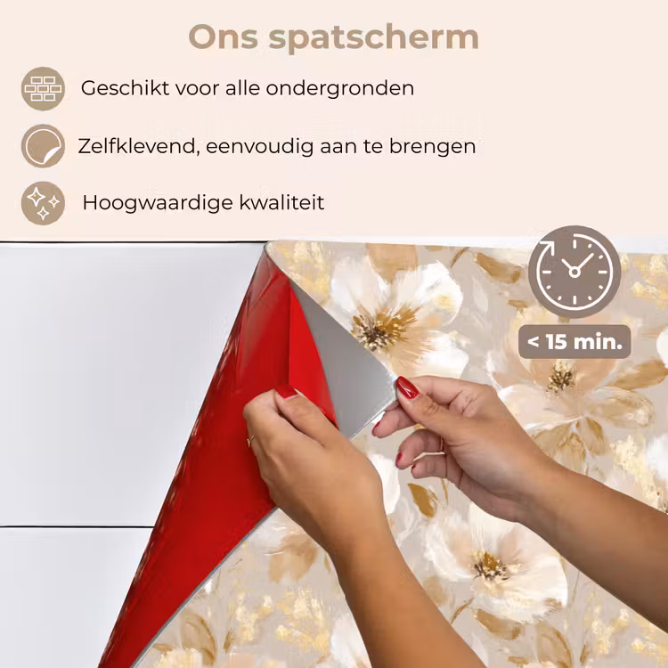 Bloemen - artistiek - Goud keuken achterwand spatscherm klein 900 -spatscherm_NL