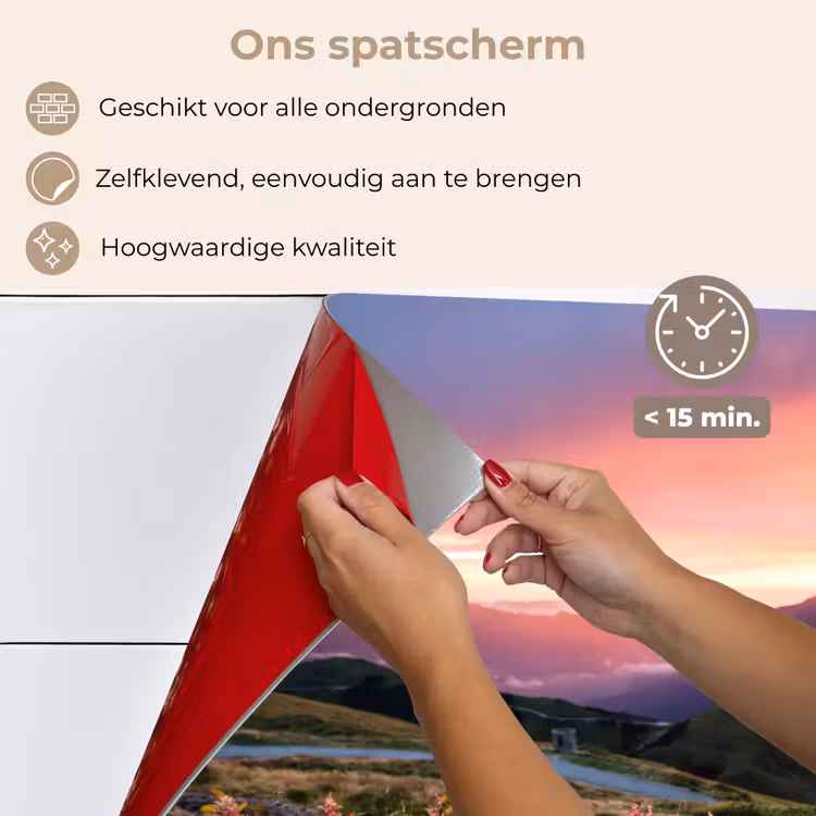 Bloemen - Bergen - Landschap - Nacht - Lucht - Roze keuken achterwand spatscherm klein -spatscherm_NL