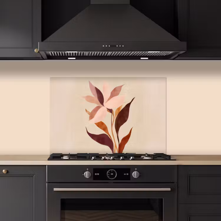 Bloemen - Blaadjes - Minimalistisch - Roze keuken achterwand spatscherm klein -sfeer1