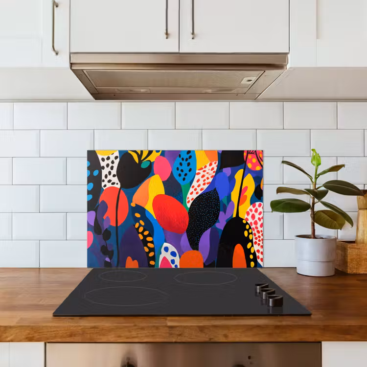 Bloemen - Bladeren - Abstract - Rood keuken achterwand spatscherm klein -sfeer2