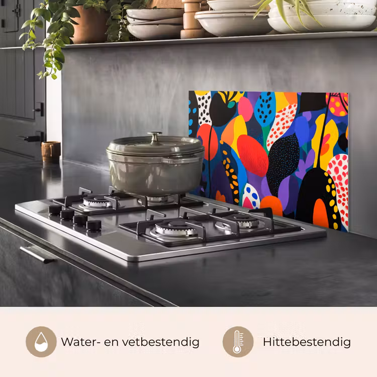 Bloemen - Bladeren - Abstract - Rood keuken achterwand spatscherm klein -usp_NL
