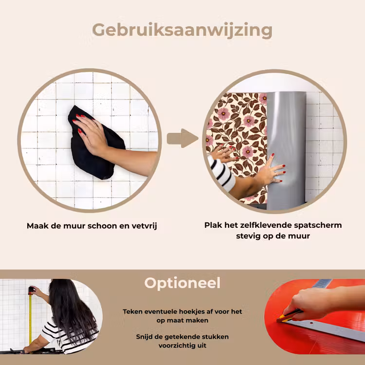 Bloemen - Bladeren - Kleurrijk keuken achterwand spatscherm klein 900 -gebruiksaanwijzing_NL