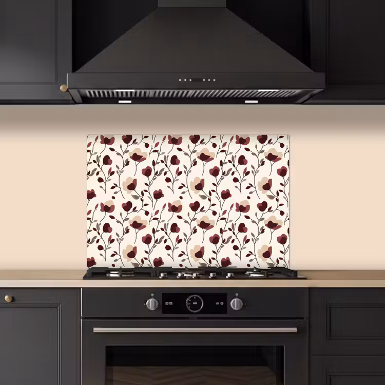 Bloemen - Botanisch - Bordeaux keuken achterwand spatscherm klein 900 -sfeer1