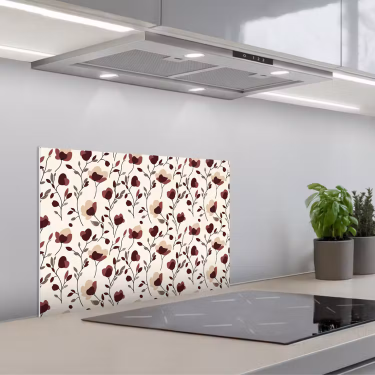 Bloemen - Botanisch - Bordeaux keuken achterwand spatscherm klein 900 -3d_schuin