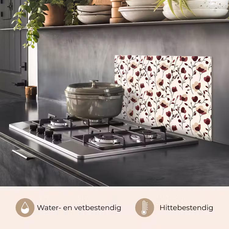 Bloemen - Botanisch - Bordeaux keuken achterwand spatscherm klein 900 -usp_NL