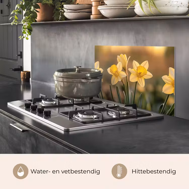 Bloemen - Geel - Wazig keuken achterwand spatscherm klein -usp_NL