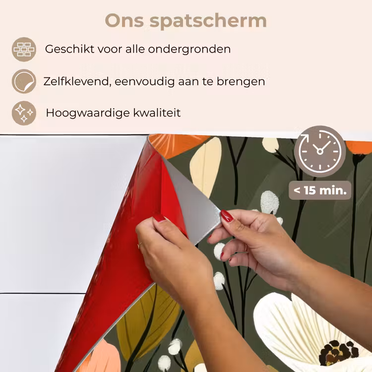 Bloemen - Illustratie - Groen keuken achterwand spatscherm klein -spatscherm_NL