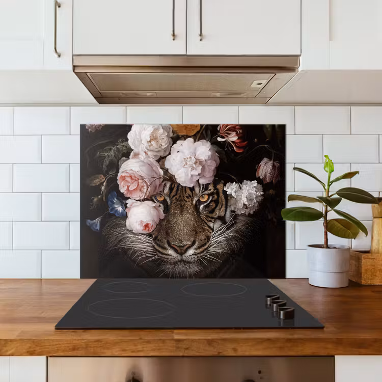Bloemen - Jan Davidsz de Heem - Tijger - Schilderij - Stilleven - Oude meesters keuken achterwand spatscherm middel -sfeer2
